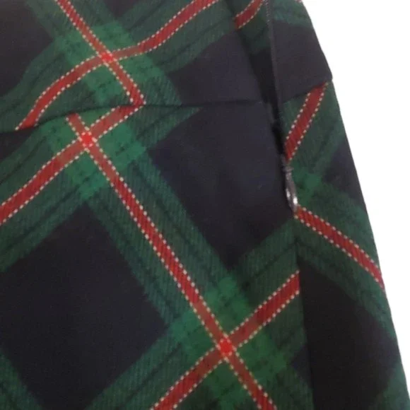 Talbots Women's Tartan Plaid Mini Skirt Sz 12 Wool Blend A Line Navy Green - Picture 5 of 7